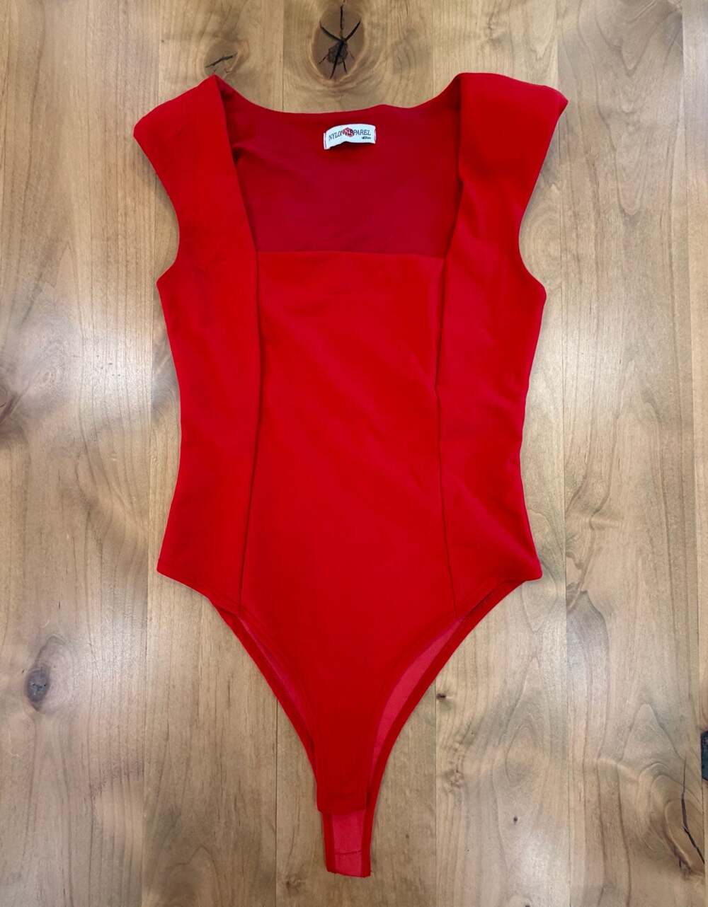 Nylon Apparel Red Square Neck Bodysuit Size Medium